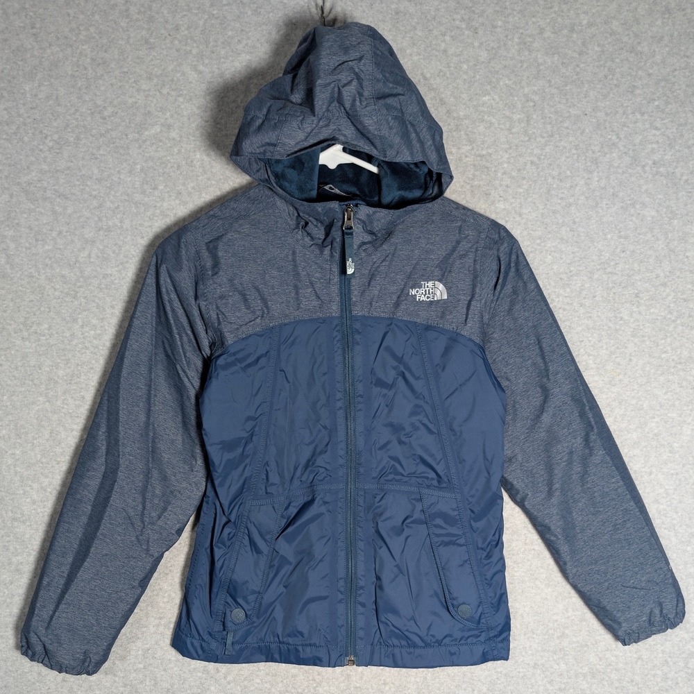 The North Face DryVent Jacket Girls Size M 10/12 Blue Fleece Lined Hooded Coat
